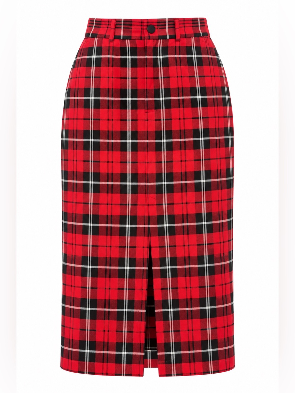 Zara red/black tartan midi pencil skirt, medium